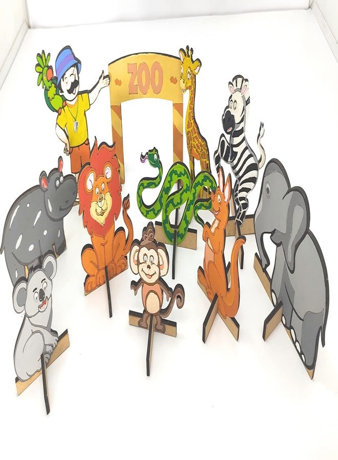 StepsToDo (with device) StepsToDo Zoo Making Kit Make and Paint Your Own Zoo Animals. Set of 10 Zoo Animals with Standee, 1 Ring Master, 1 Zoo Banner, 12 Bright Painting Colour, 12 Sketch Pen, and Unlimited Fun - Image 2